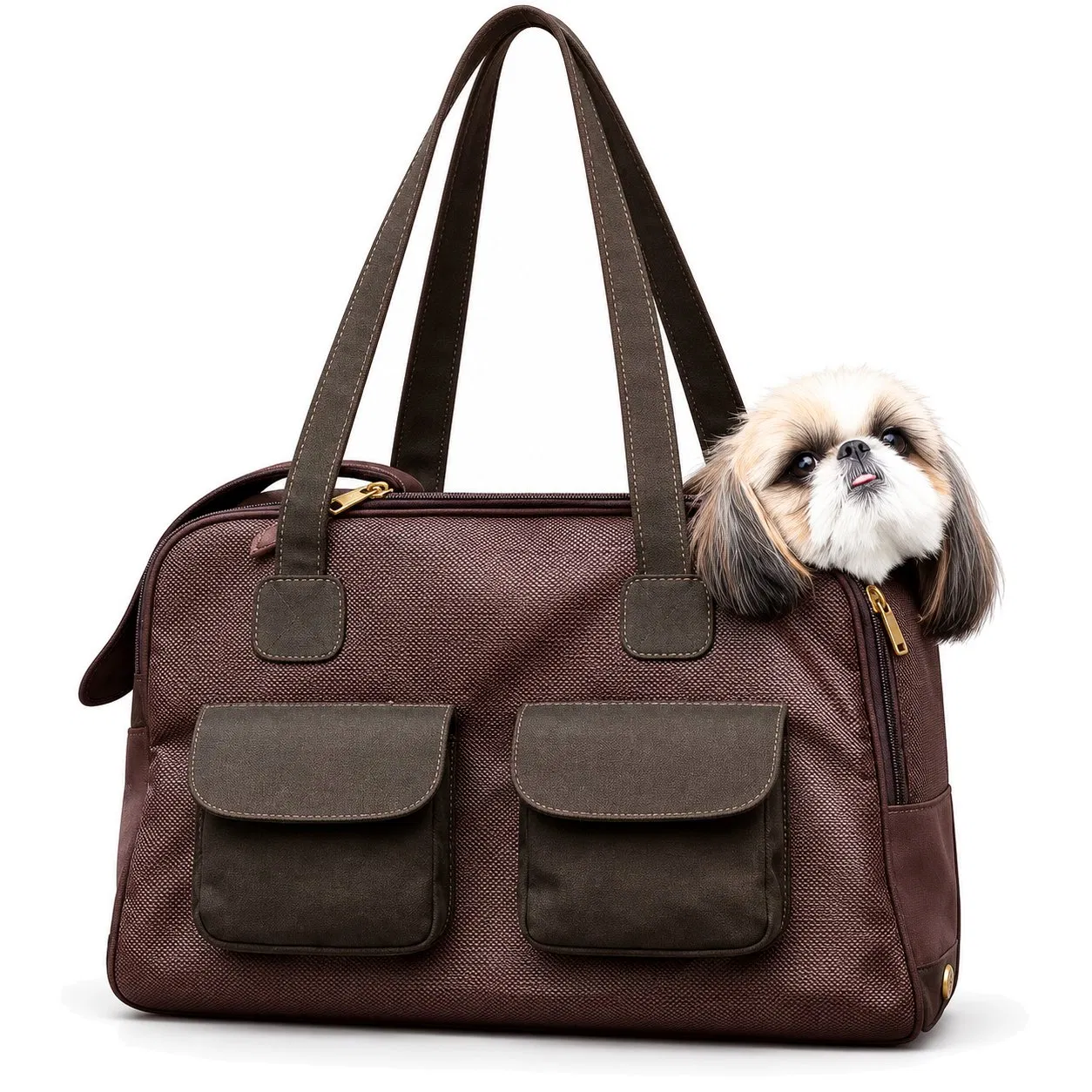 Custom Breathable Mesh Pet Carrier Tote Bag with Zipper Opening