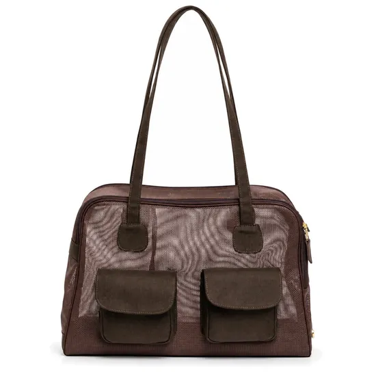 Custom Breathable Mesh Pet Carrier Tote Bag with Zipper Opening