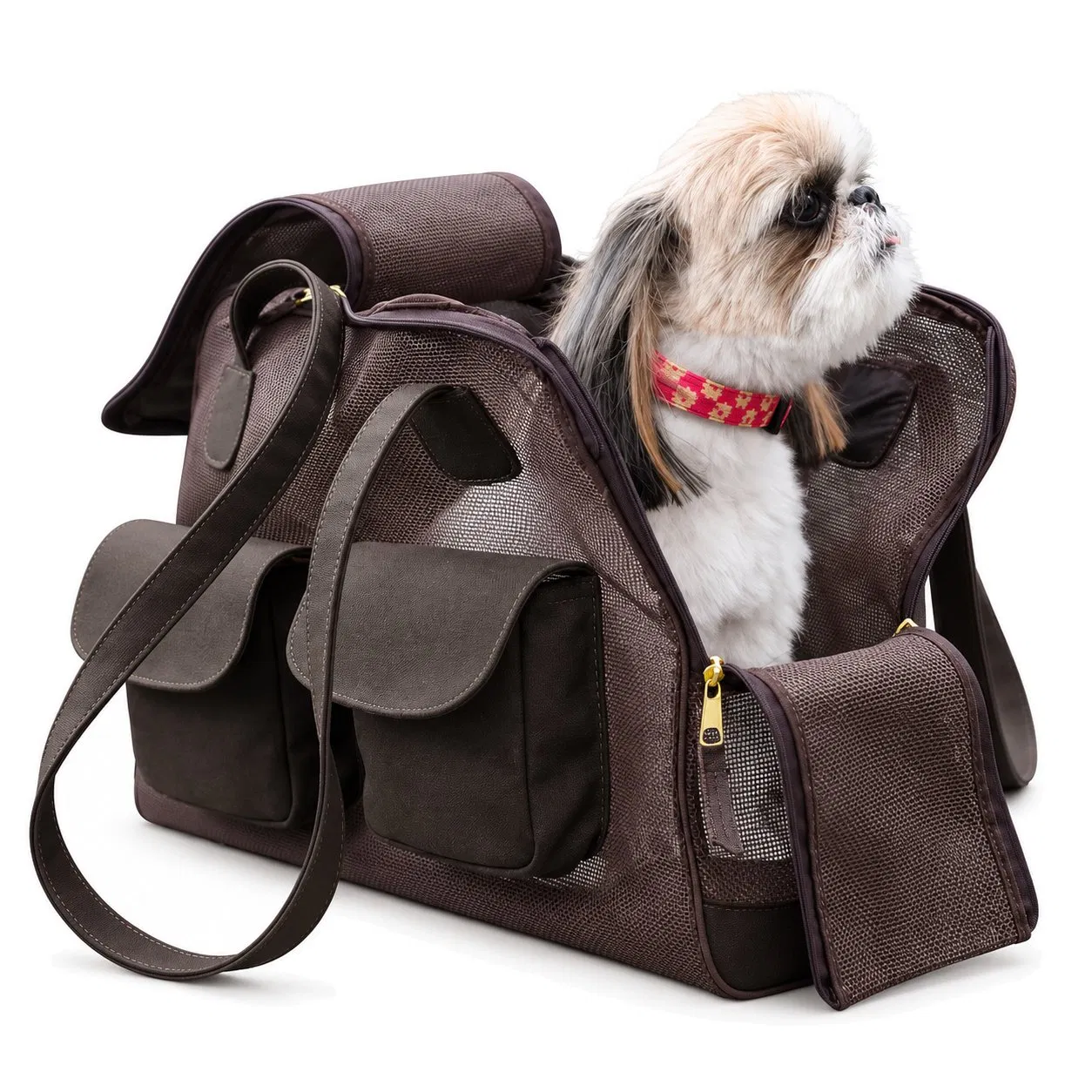 Custom Breathable Mesh Pet Carrier Tote Bag with Zipper Opening