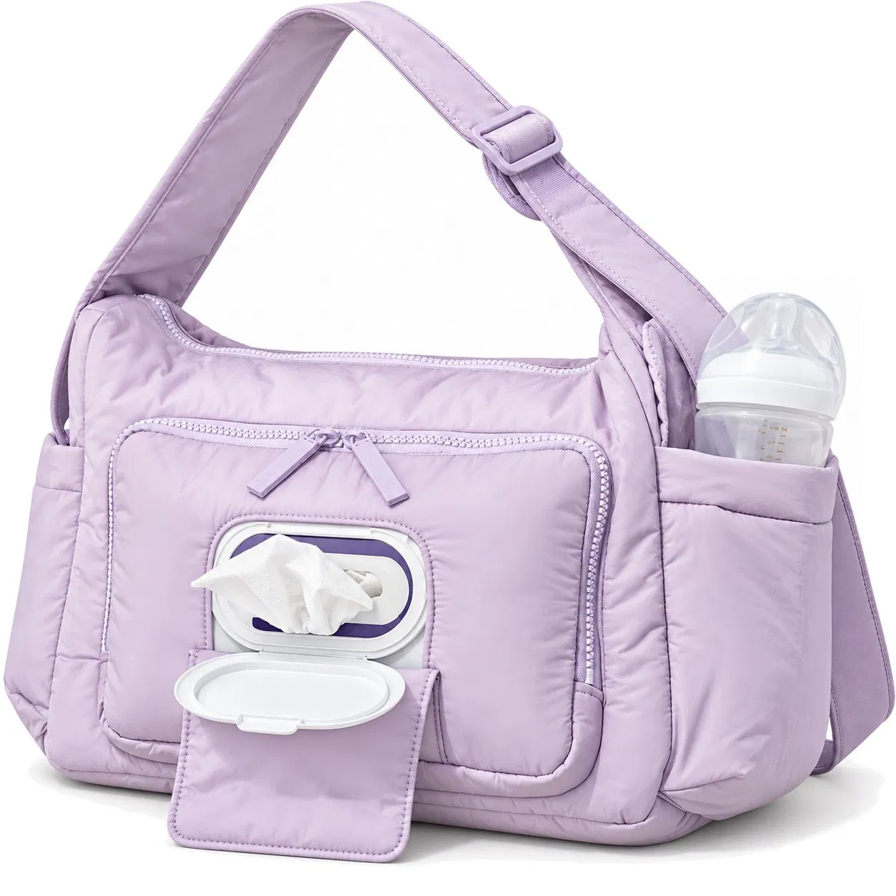 Custom Nylon Puffer Diaper Bag Crossbody Stroller Organizer for Travel