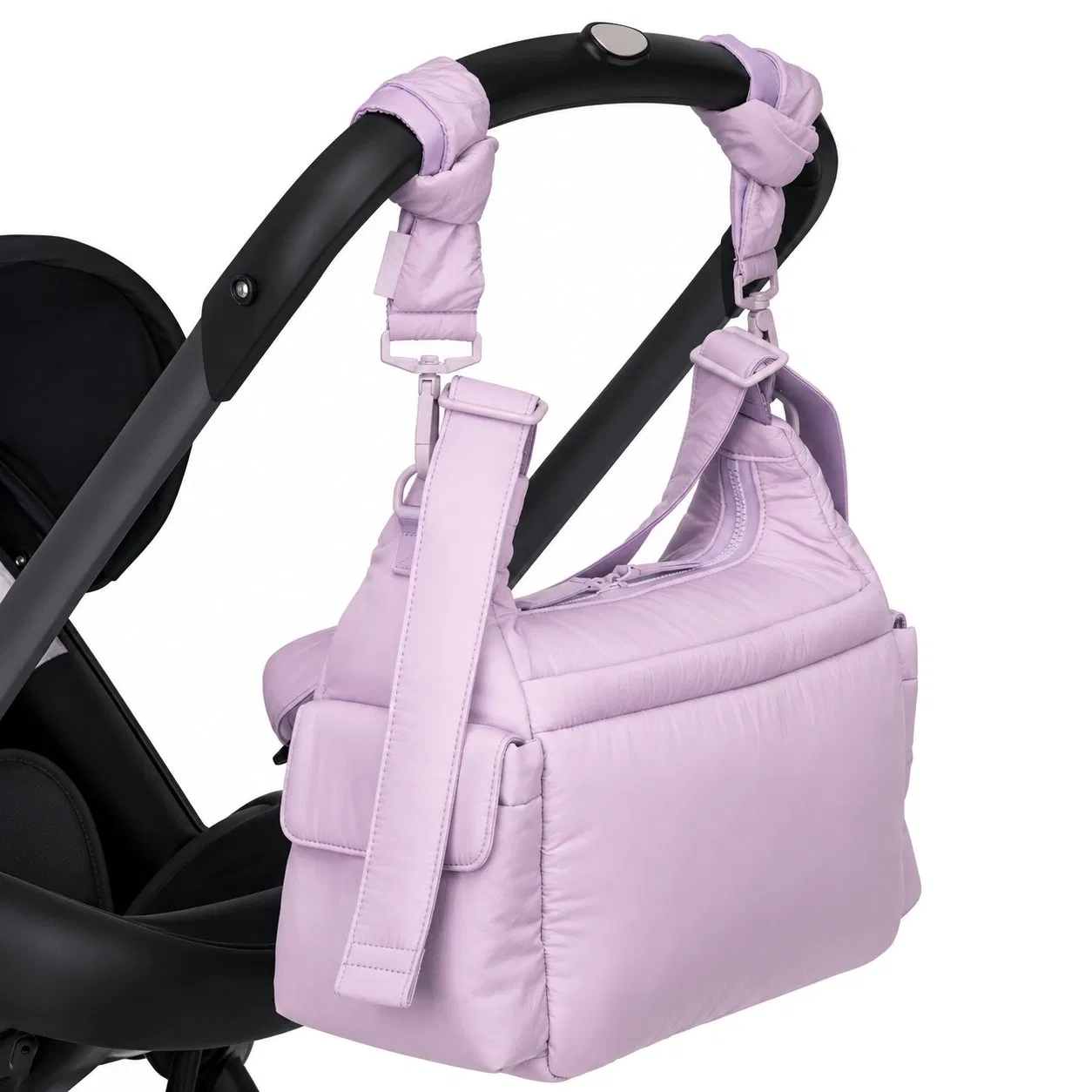 Custom Nylon Puffer Diaper Bag Crossbody Stroller Organizer for Travel