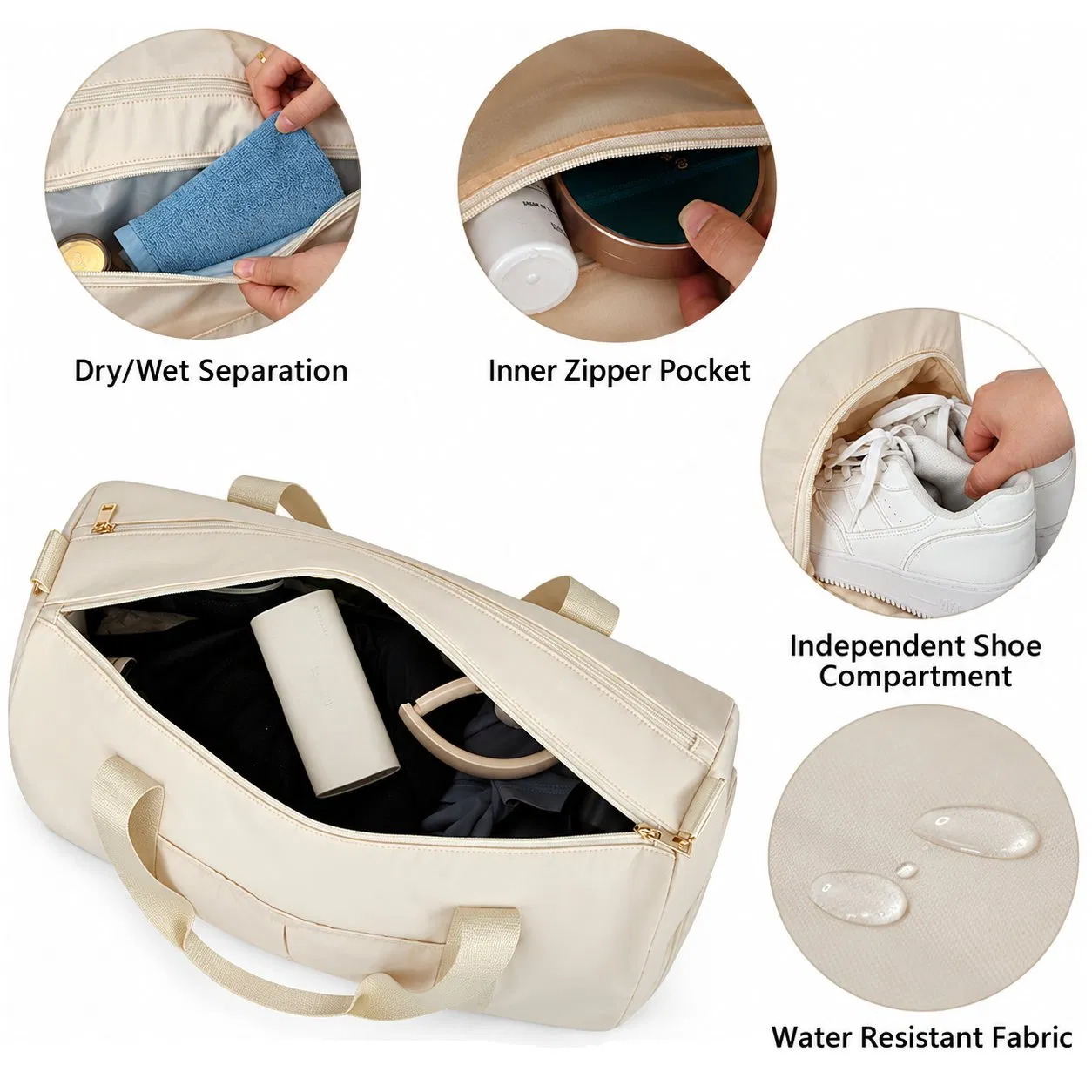 Custom Polyester Gym Duffle Bag with Shoe Compartment and Luggage Sleeve