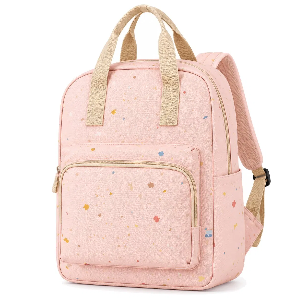Custom Cotton School Backpack with Adjustable Straps and Front Flap Pocket