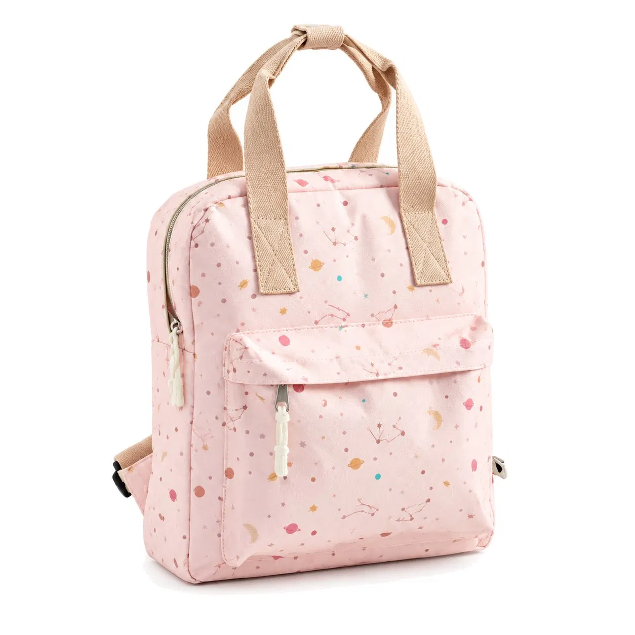 Custom Cotton School Backpack with Adjustable Straps and Front Flap Pocket