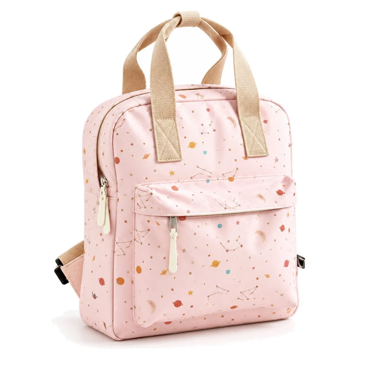 Custom Cotton School Backpack with Adjustable Straps and Front Flap Pocket