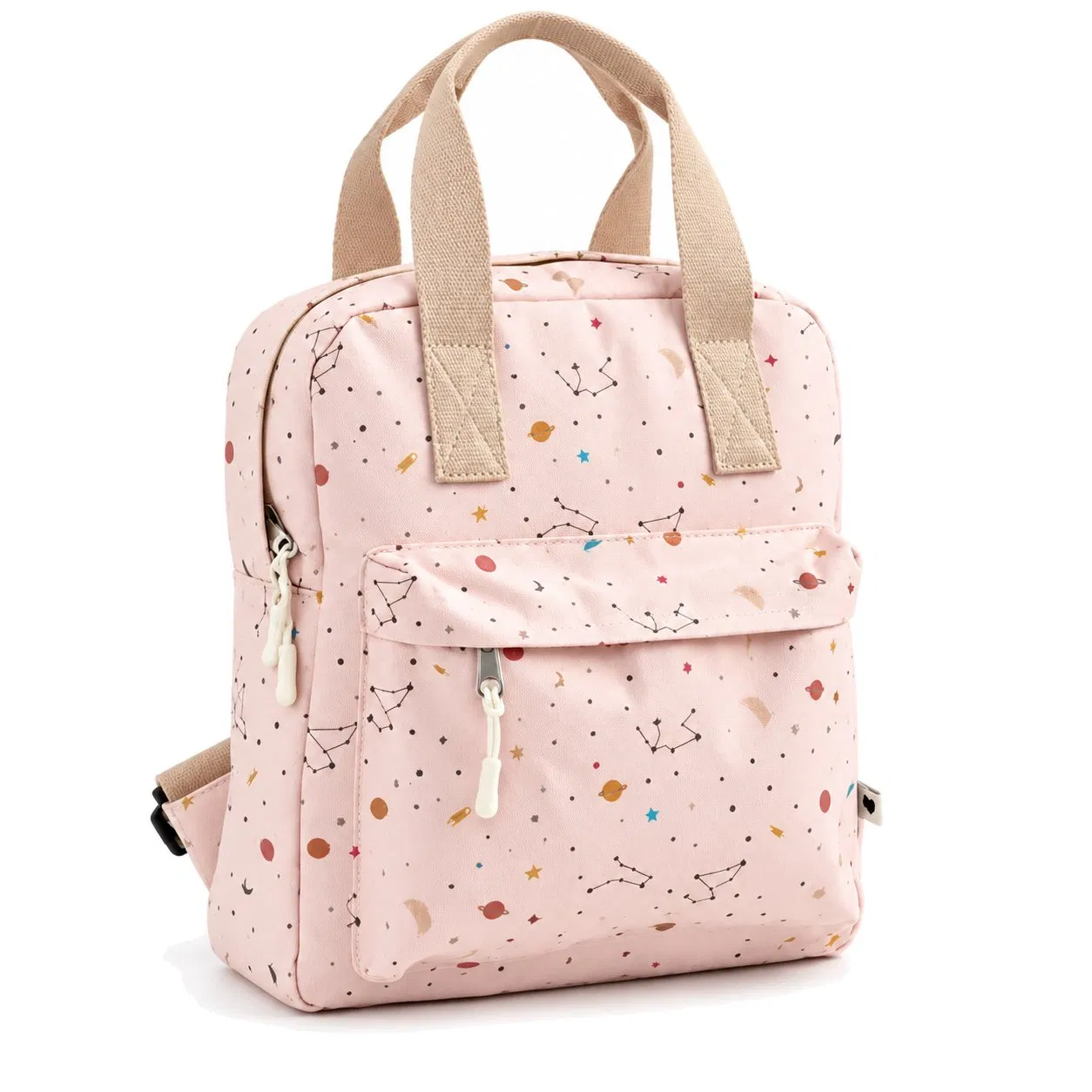 Custom Cotton School Backpack with Adjustable Straps and Front Flap Pocket