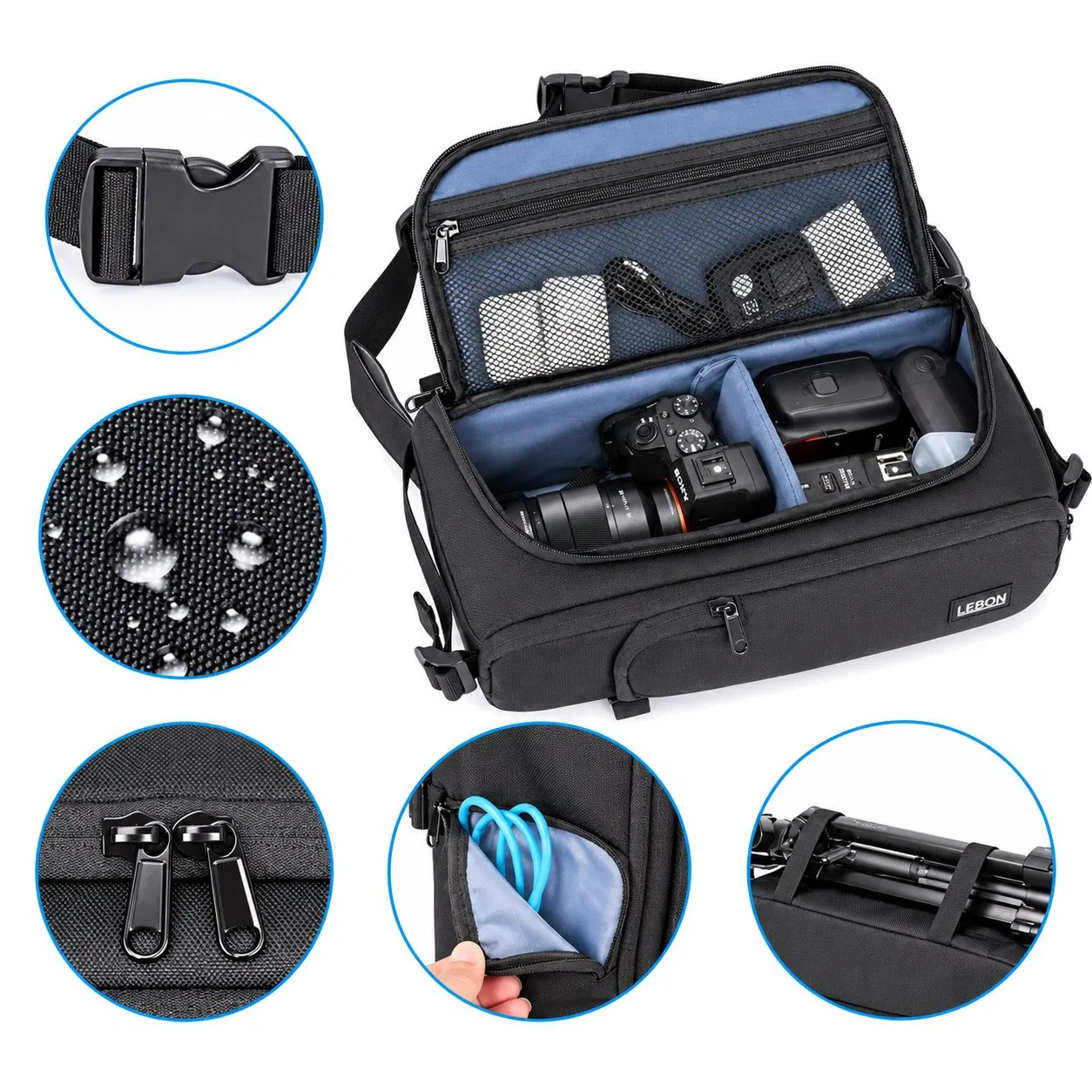 Custom Polyester Crossbody Sling Camera Bag for DSLR Outdoor Travel