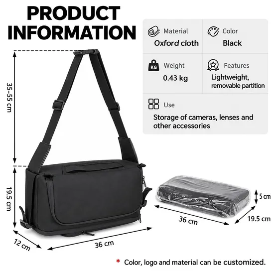 Custom Polyester Crossbody Sling Camera Bag for DSLR Outdoor Travel