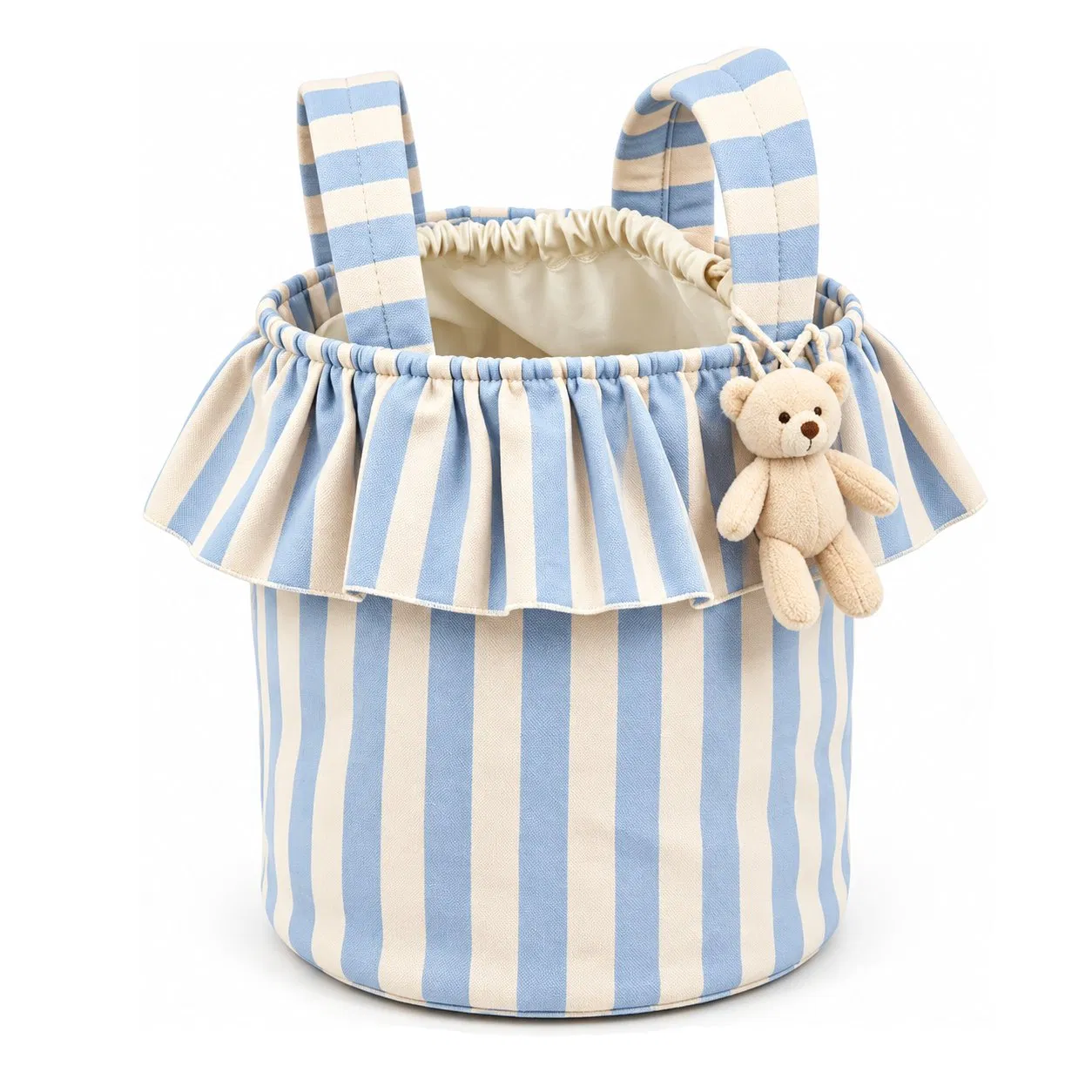 Custom Cotton Drawstring Bucket Diaper Bag Stroller Organizer