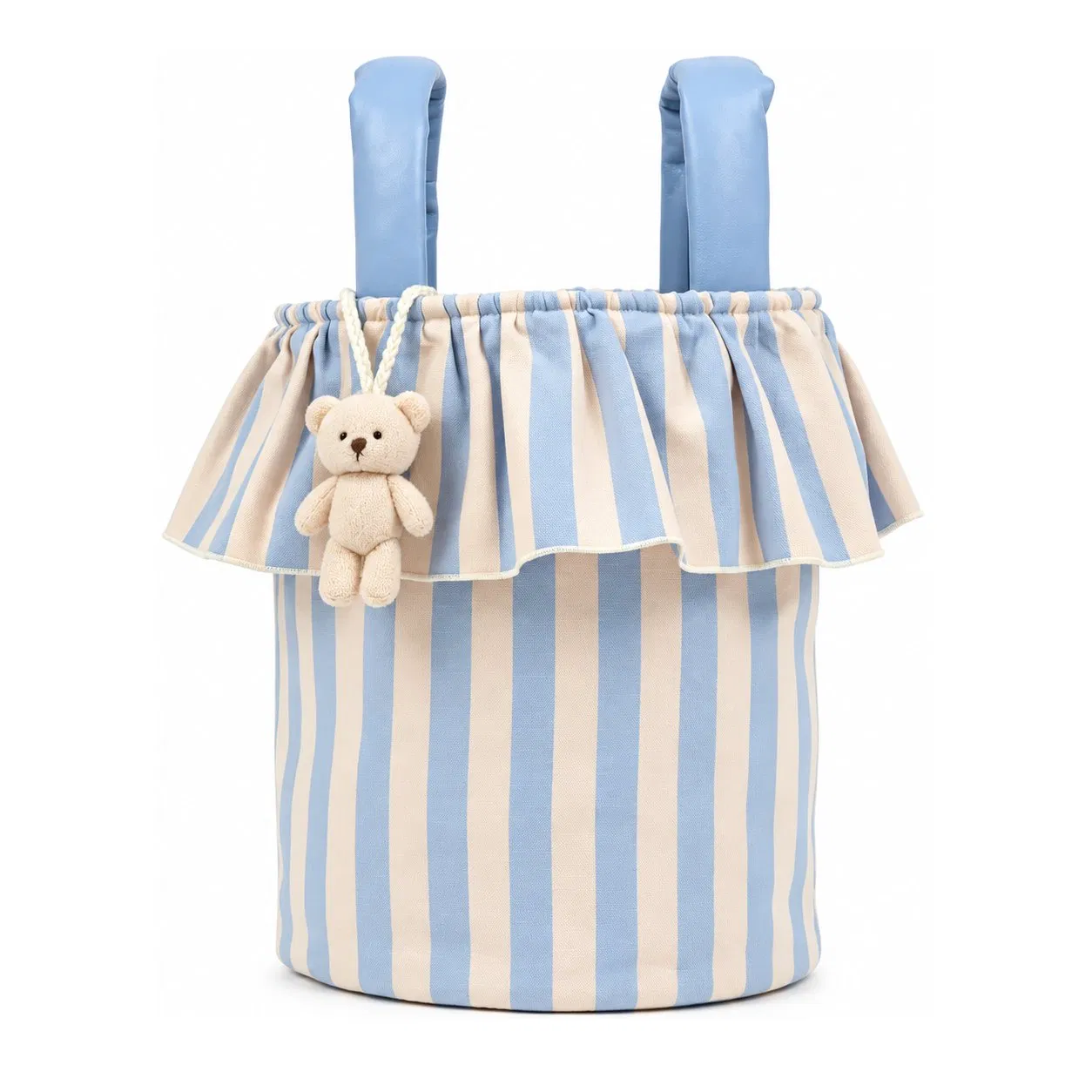 Custom Cotton Drawstring Bucket Diaper Bag Stroller Organizer