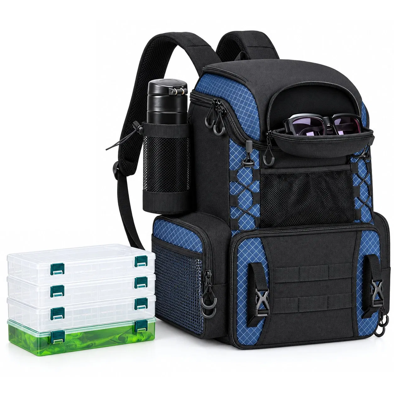 Custom Polyester Fishing Tackle Backpack Outdoor Gear Storage Bag
