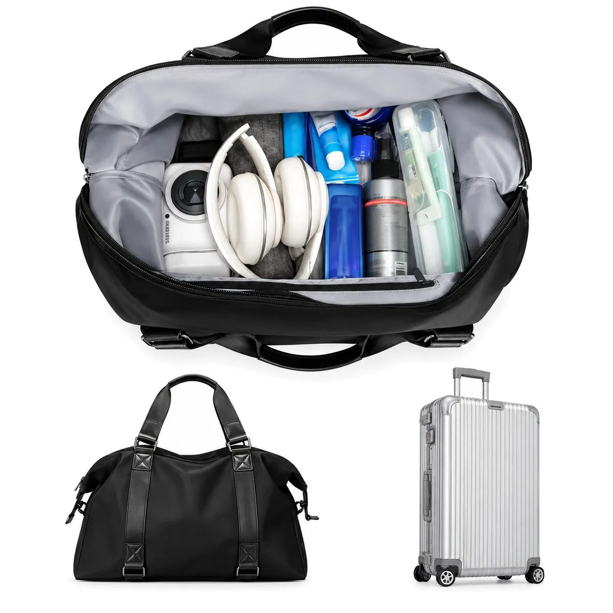 40L Canvas Travel Duffel Bag with Adjustable Shoulder Strap