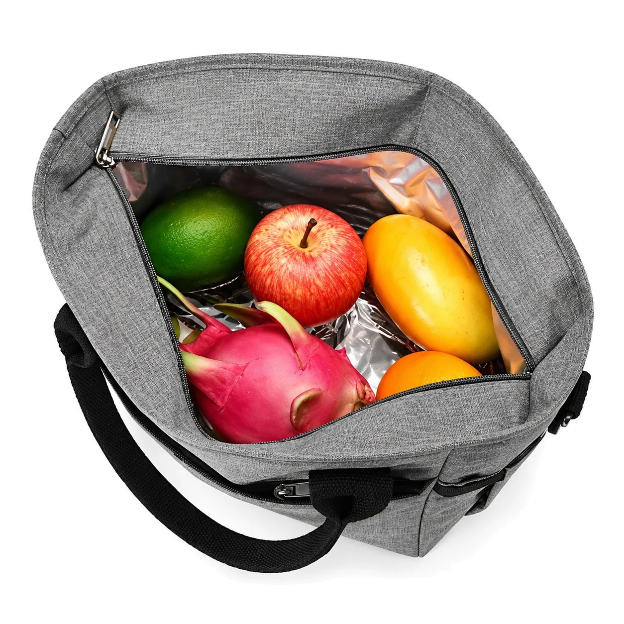Custom Logo Insulated Lunch Tote Cooler Bag with Side Bottle Pockets