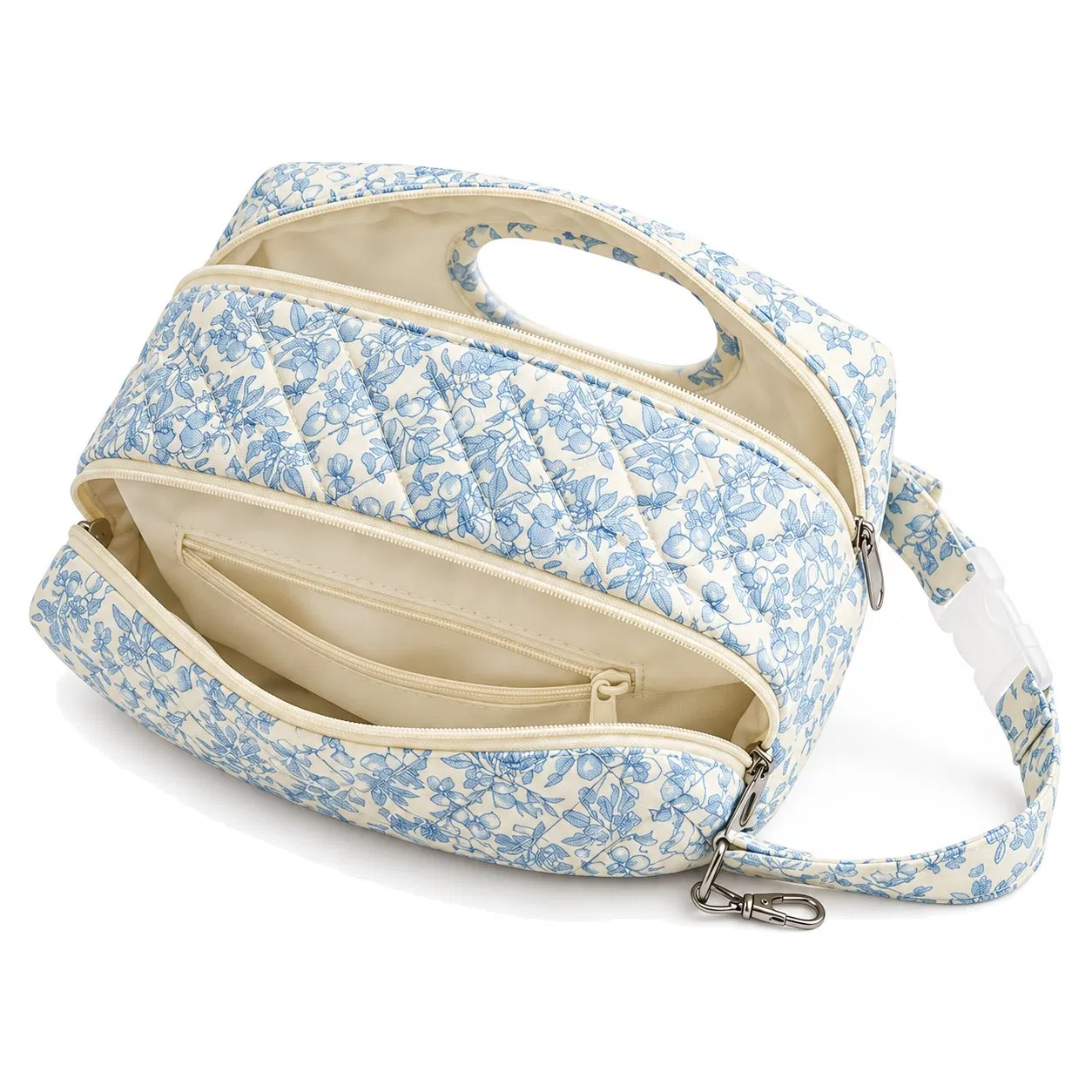 Custom Floral Cotton Baby Wipes Storage Bag with Hanging Clip and Zipper for Stroller Travel