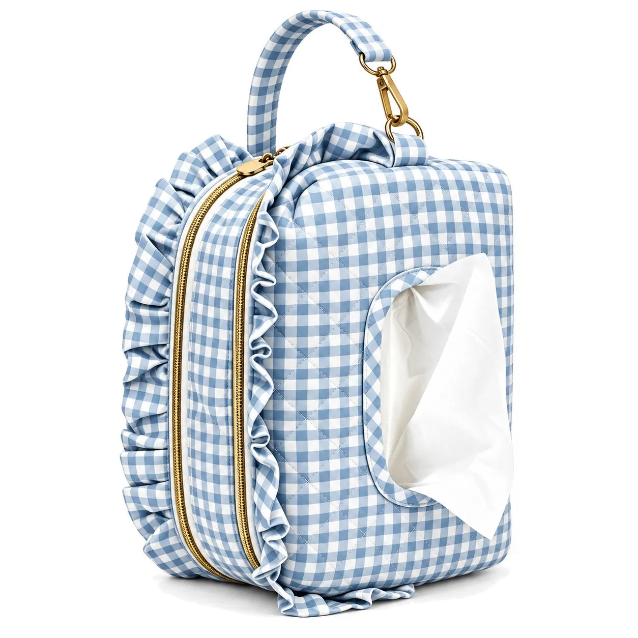 Custom Floral Cotton Baby Wipes Storage Bag with Hanging Clip and Zipper for Stroller Travel