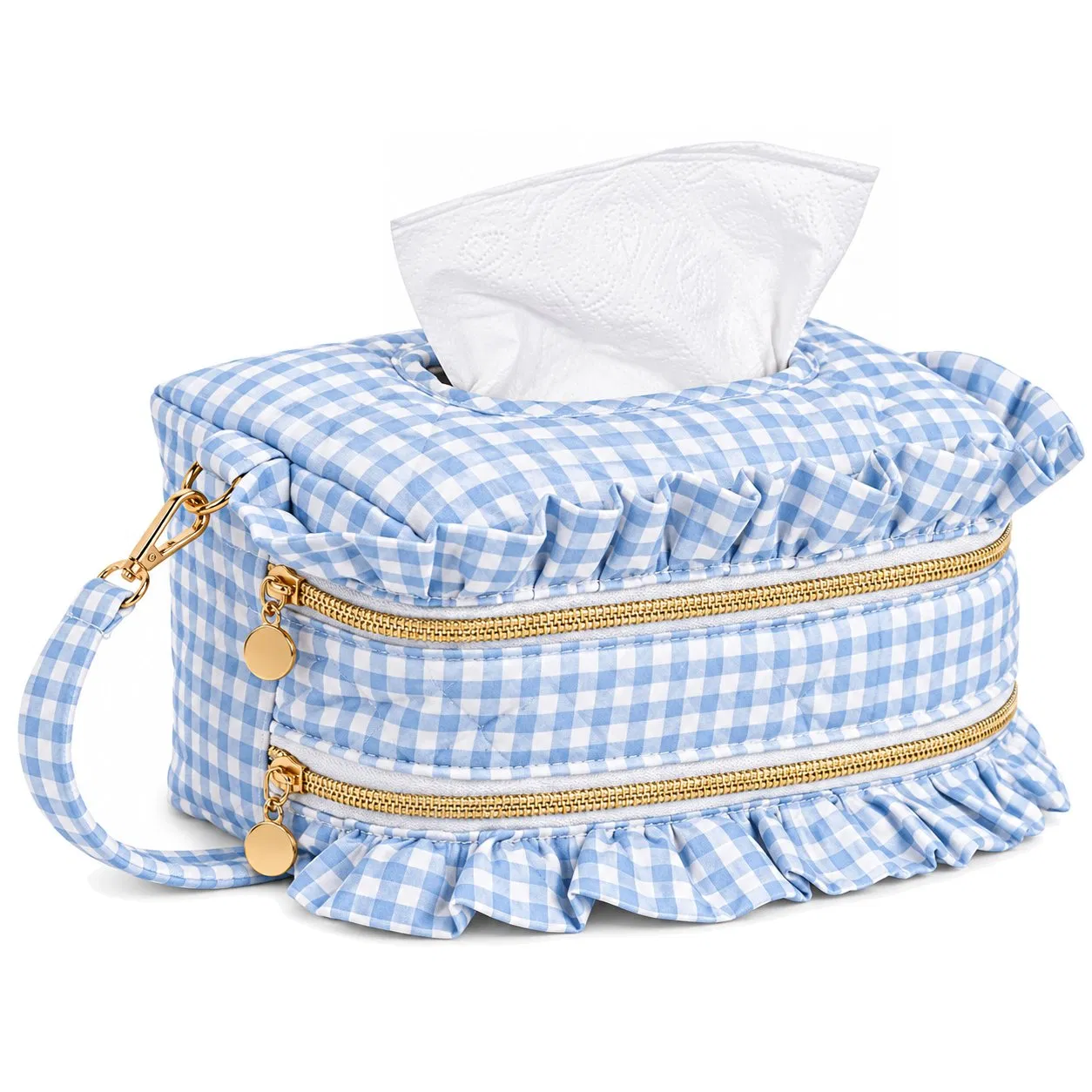 Custom Floral Cotton Baby Wipes Storage Bag with Hanging Clip and Zipper for Stroller Travel