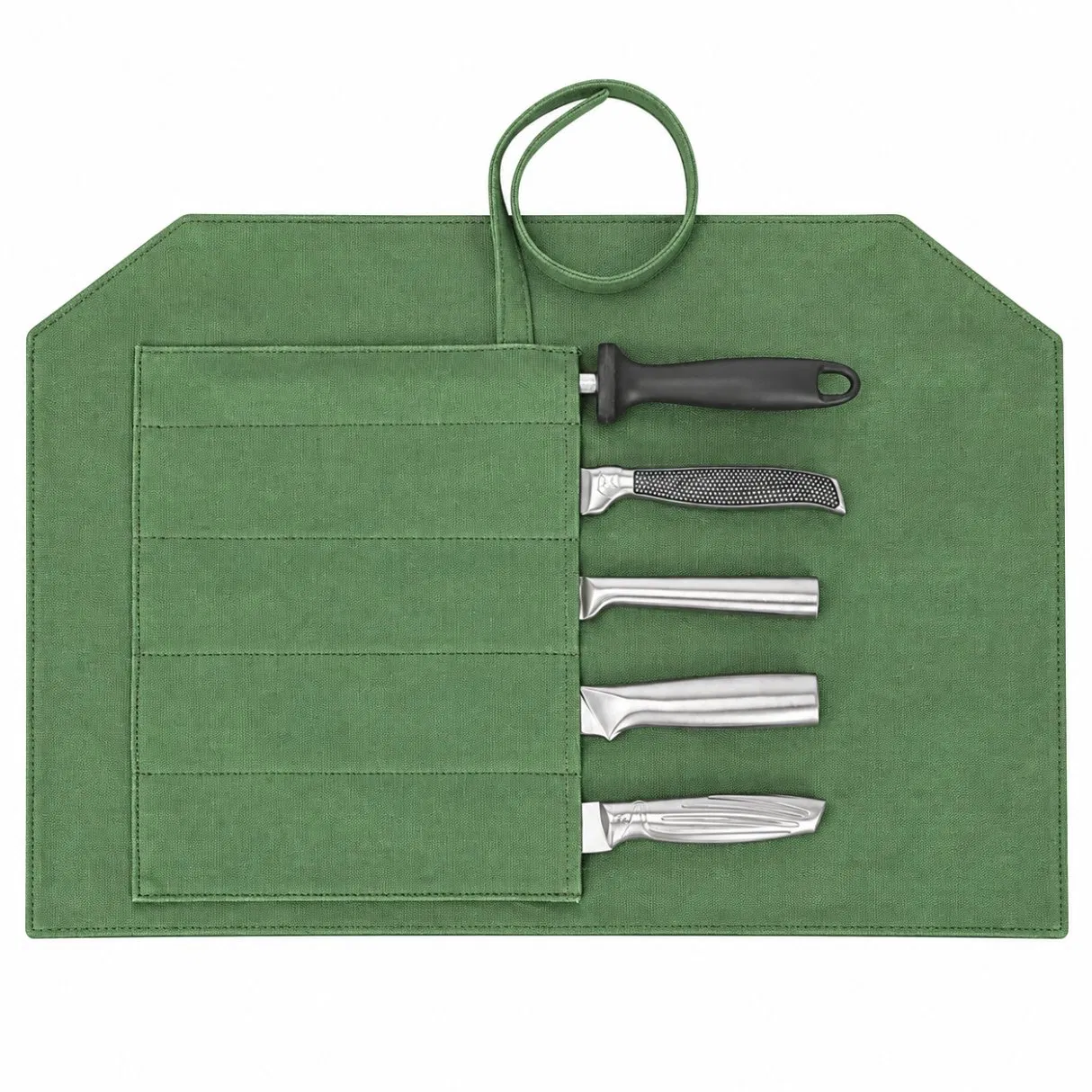Custom Canvas Chef Knife Roll Storage Bag with Folding Multi Pocket Design