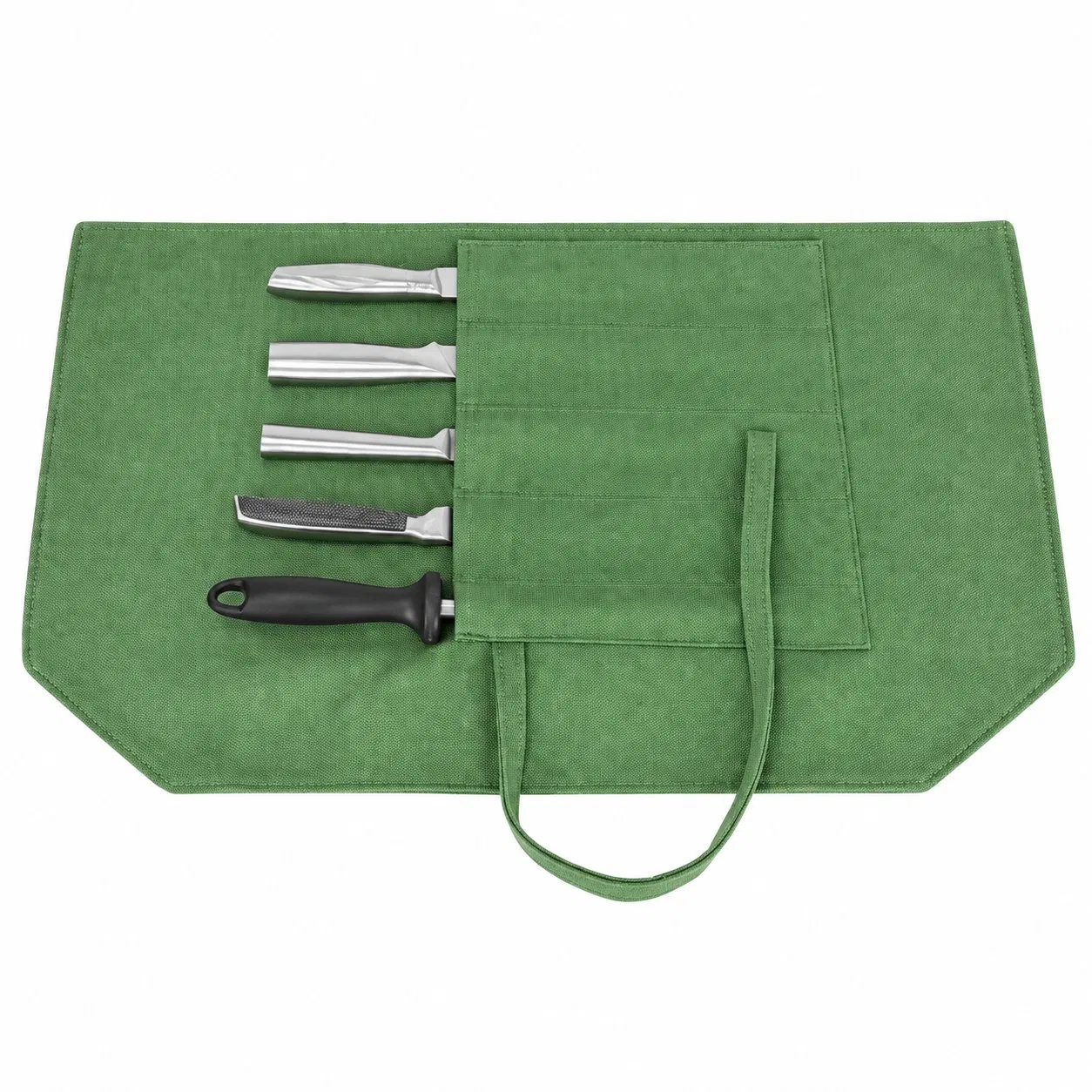 Custom Canvas Chef Knife Roll Storage Bag with Folding Multi Pocket Design