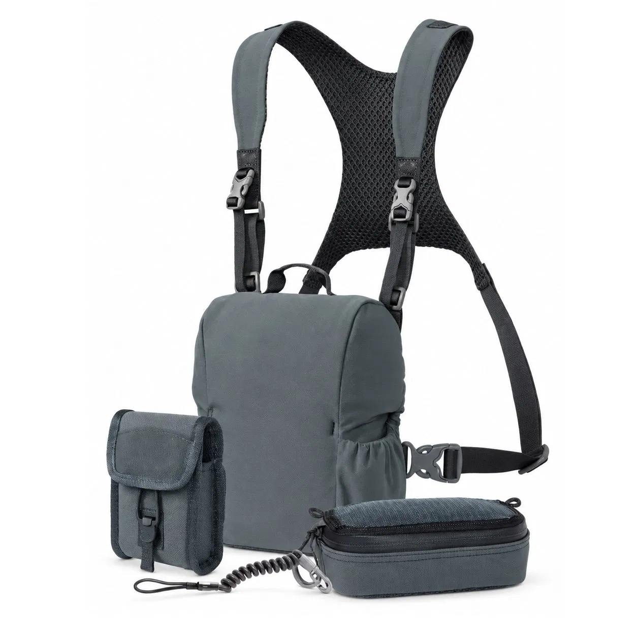 Custom Binocular Chest Bag Set with Adjustable Harness and Accessory Pouches