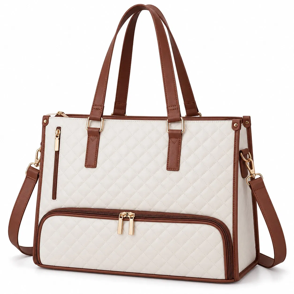 Custom Quilted Insulated Lunch Tote Bag with Work Storage Compartment