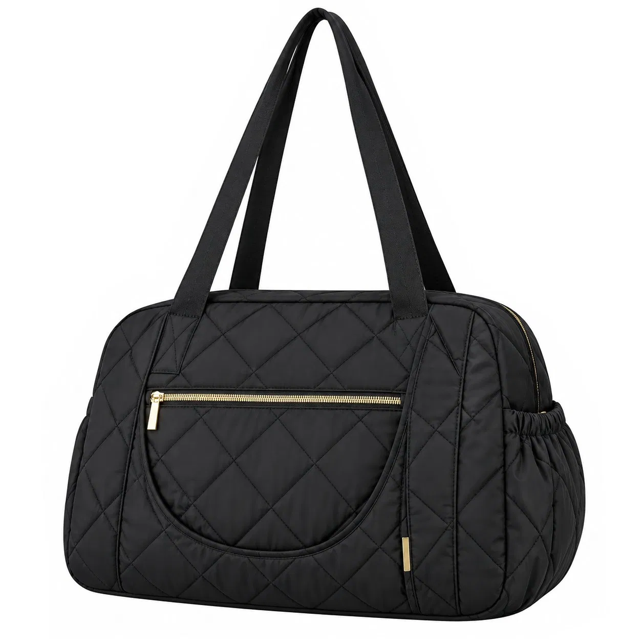 Custom Quilted Diaper Tote Bag with Shoulder Strap and Zipper Pockets