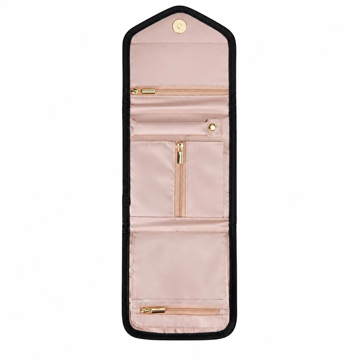 Custom Foldable Travel Jewelry Organizer Bag with Ring Roll and Zipper Pockets