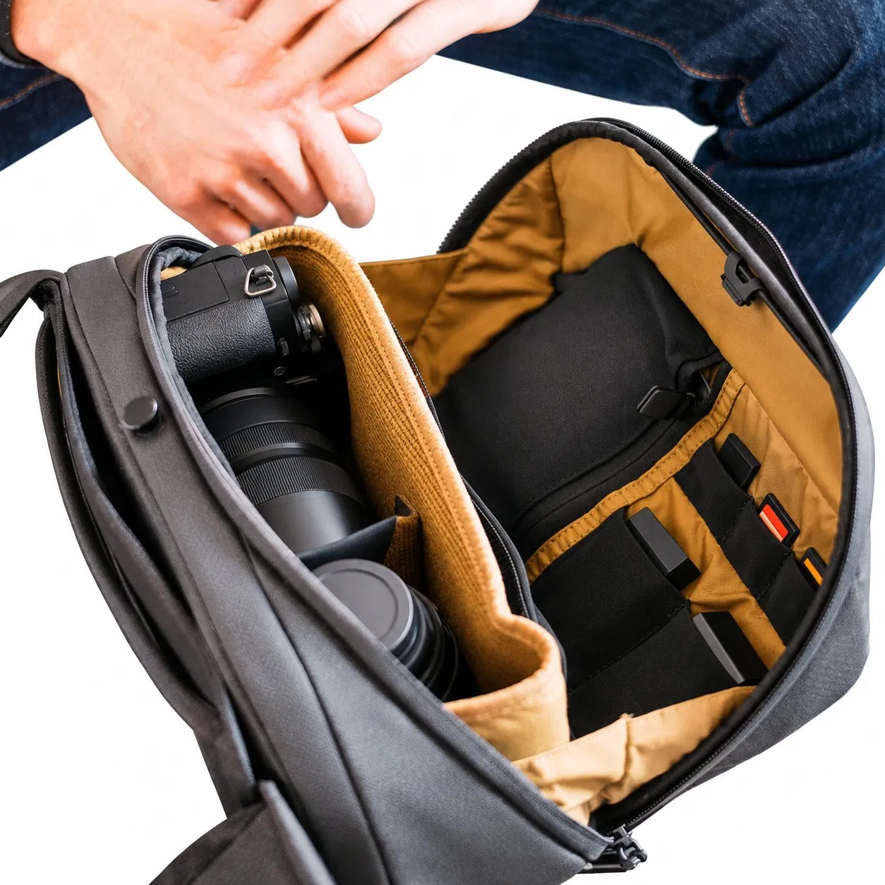 Custom Polyester Camera Sling Bag with Padded Compartments and Crossbody Shoulder Strap