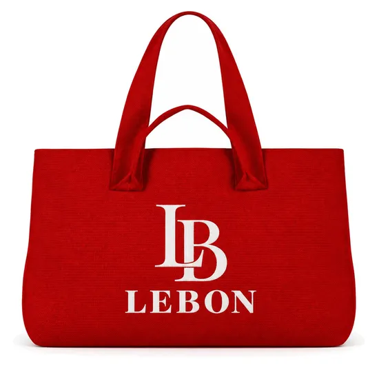 Custom Logo Knitted Fabric Tote Shoulder Bag with Long Handles for Shopping and Beach