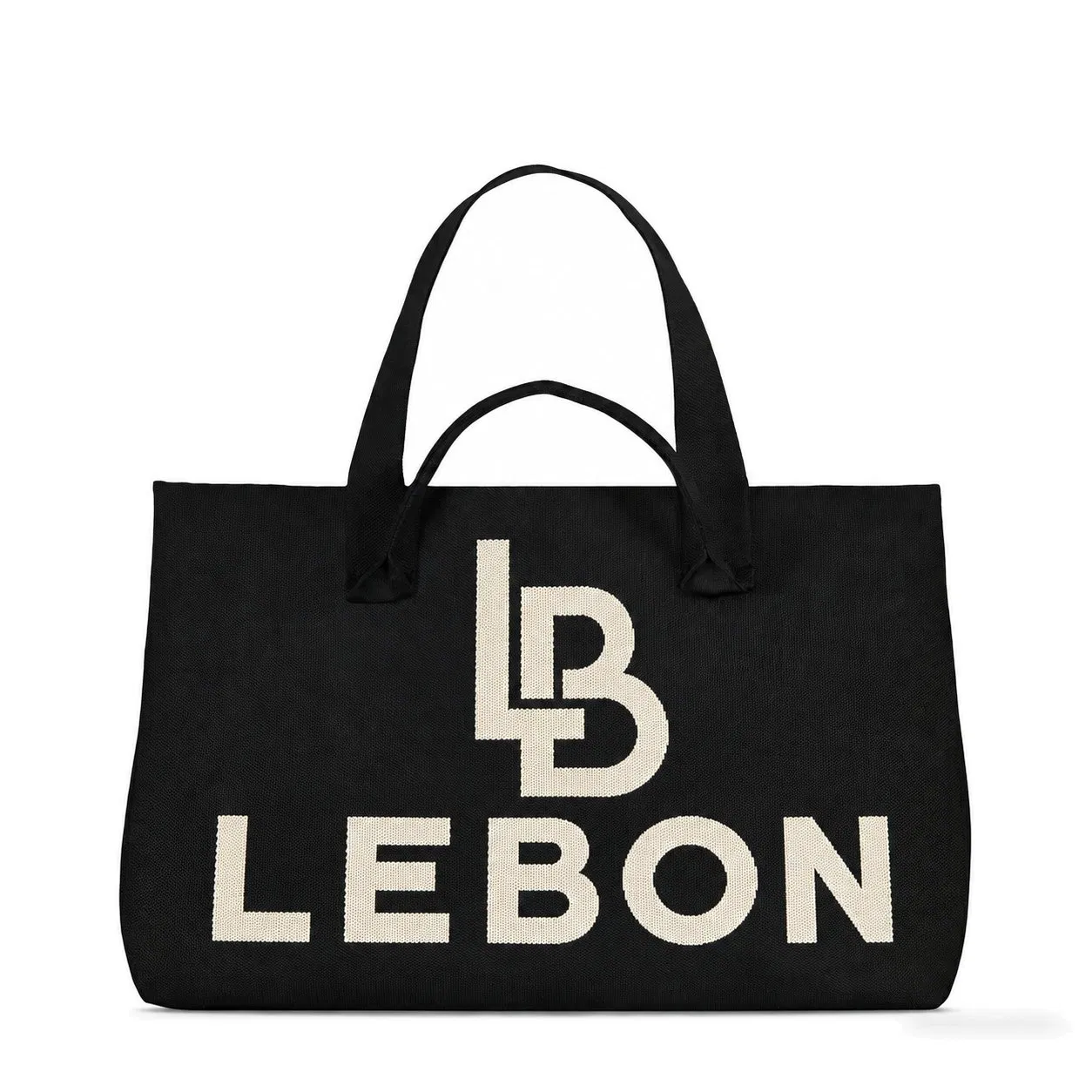 Custom Logo Knitted Fabric Tote Shoulder Bag with Long Handles for Shopping and Beach