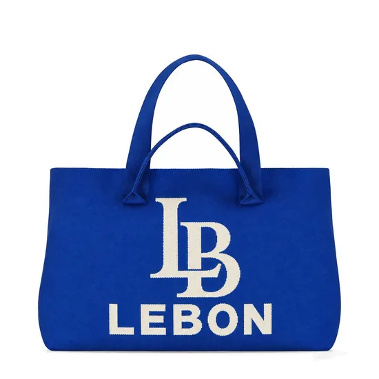 Custom Logo Knitted Fabric Tote Shoulder Bag with Long Handles for Shopping and Beach