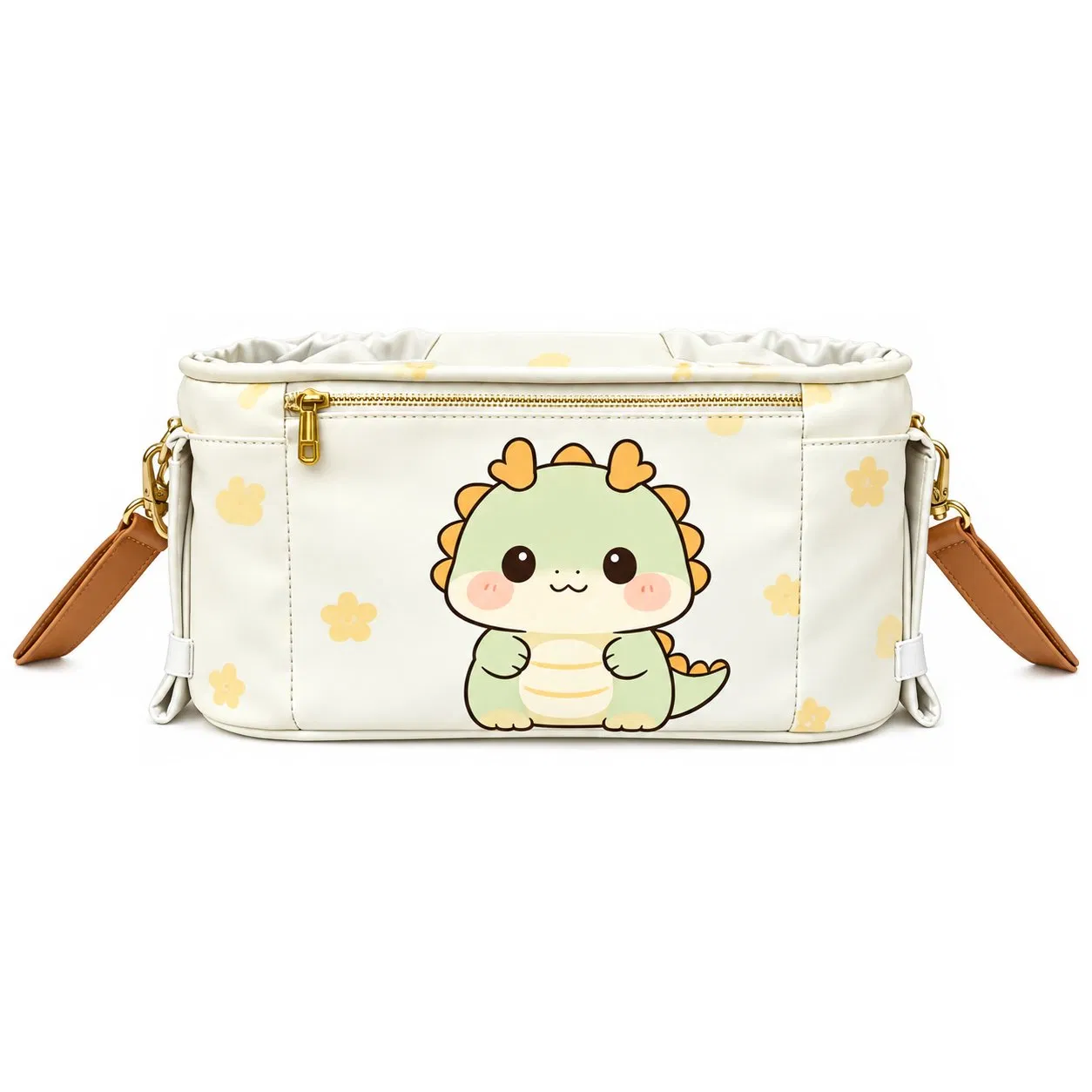Custom Printed Baby Stroller Organizer Caddy Bag with Zipper Pocket and Bottle Holders