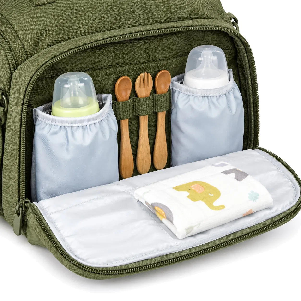 OEM Custom Logo Tactical Nylon Diaper Backpack Baby Bag with Insulated Pocket and Luggage Sleeve for Mom Dad