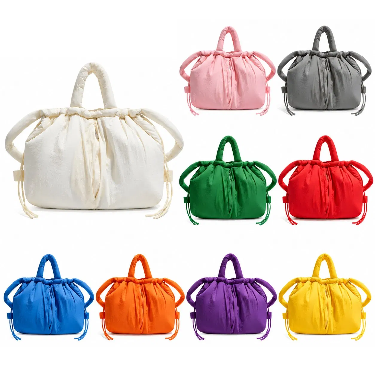 Custom Puffy Padded Polyester Tote Bag for Women Shopping Travel and Daily Use