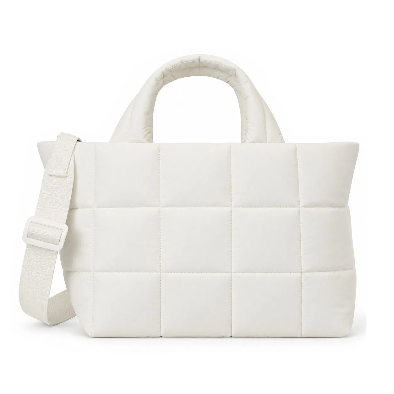 Custom Puffy Quilted Nylon Women Tote Bag with Adjustable Crossbody Shoulder Strap