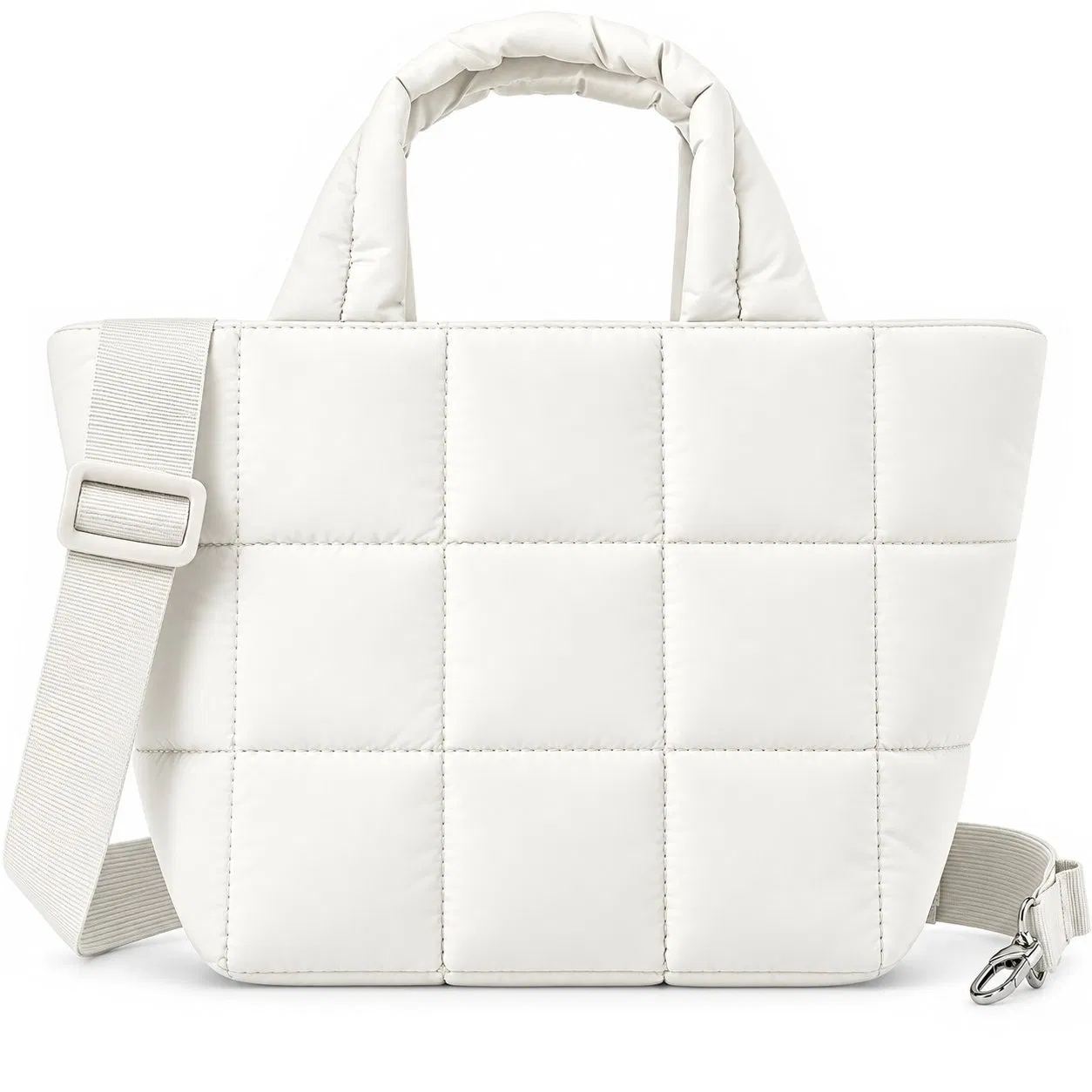 Custom Puffy Quilted Nylon Women Tote Bag with Adjustable Crossbody Shoulder Strap