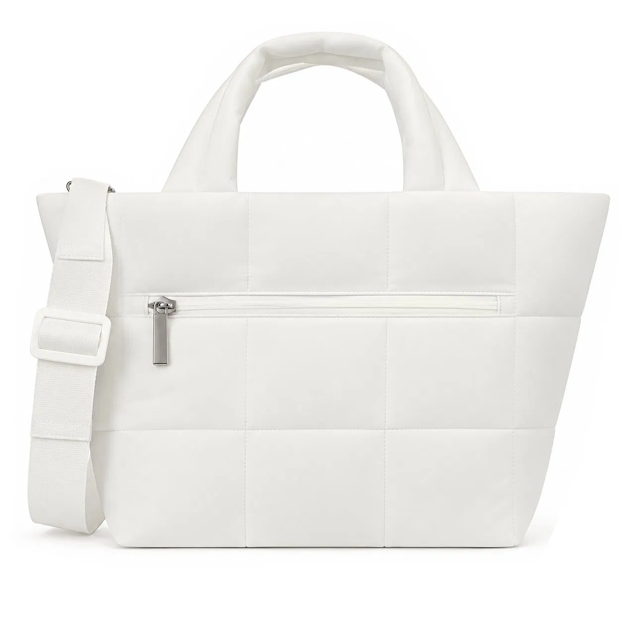 Custom Puffy Quilted Nylon Women Tote Bag with Adjustable Crossbody Shoulder Strap