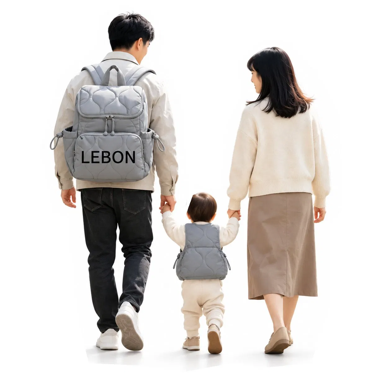 Custom Puffy Quilted Polyester Diaper Backpack Water Resistant Mummy Travel Bag