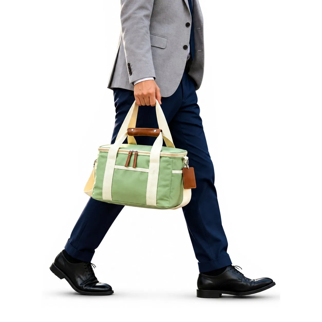 Custom Insulated Canvas Lunch Cooler Tote Bag with Zipper and Shoulder Strap