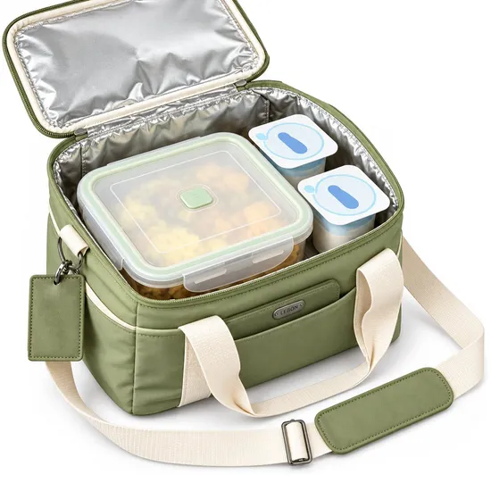 Custom Insulated Canvas Lunch Cooler Tote Bag with Zipper and Shoulder Strap