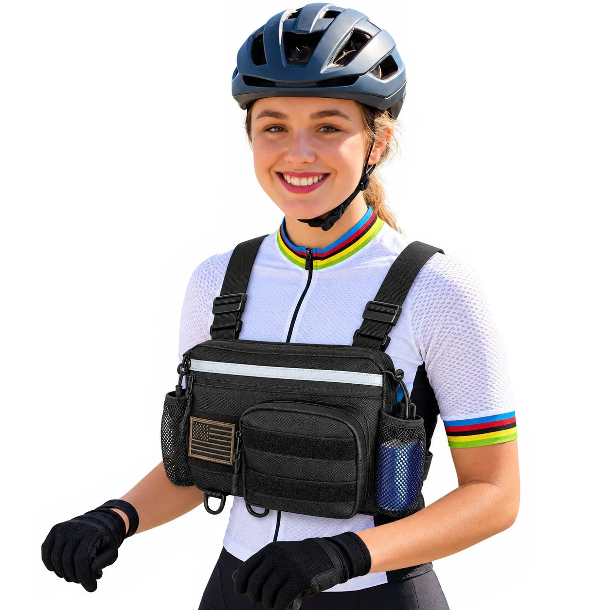 Custom Logo Adjustable Tactical Chest Bag Running Vest with Cup Holder