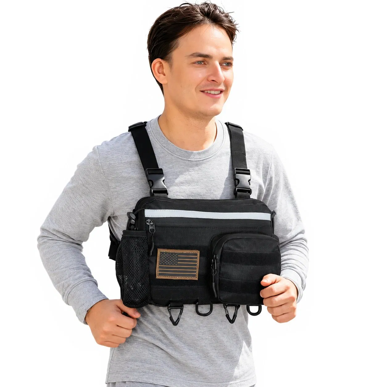 Custom Logo Adjustable Tactical Chest Bag Running Vest with Cup Holder