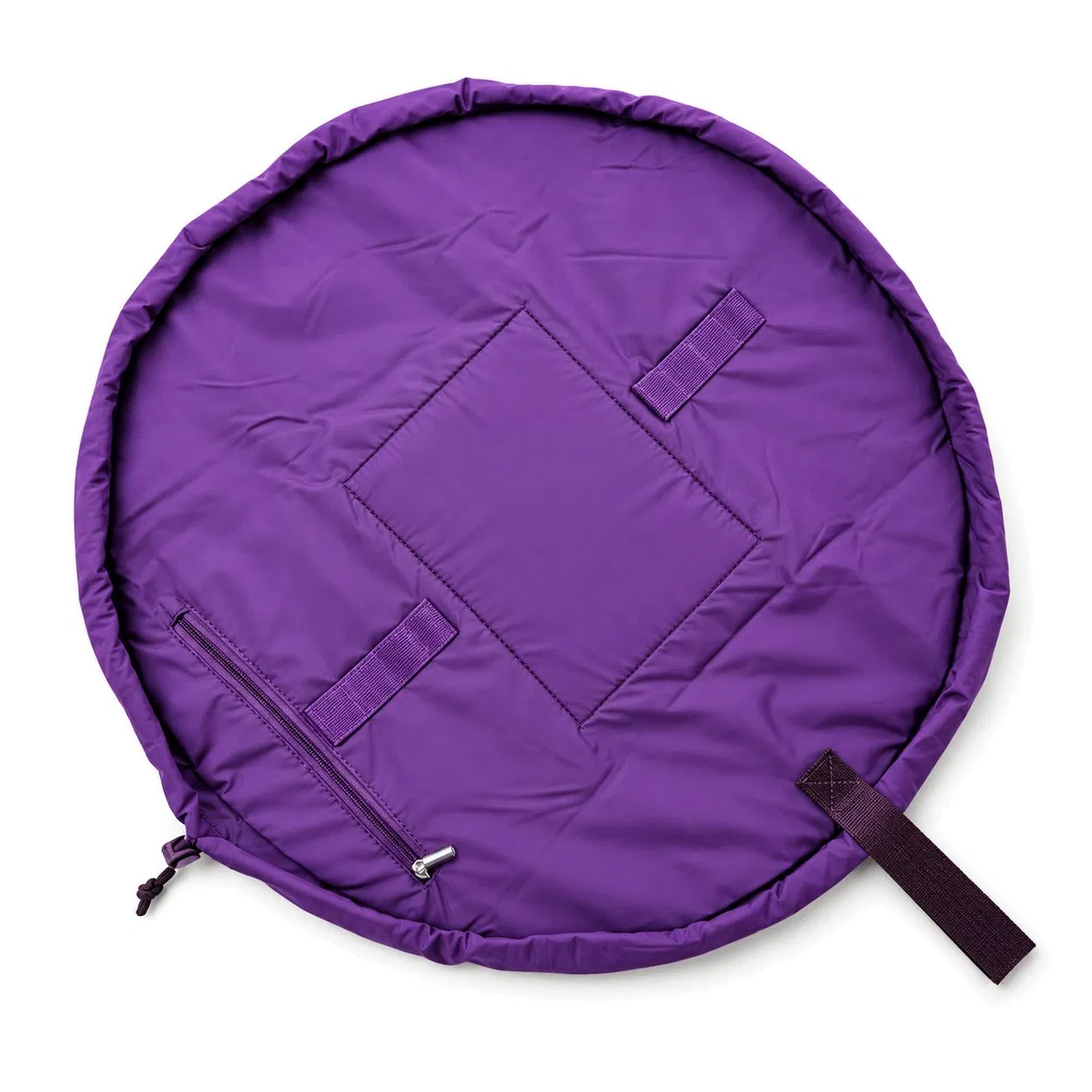 Custom Foldable Drawstring Makeup Bag Open Flat Polyester Cosmetic Organizer Travel Pouch