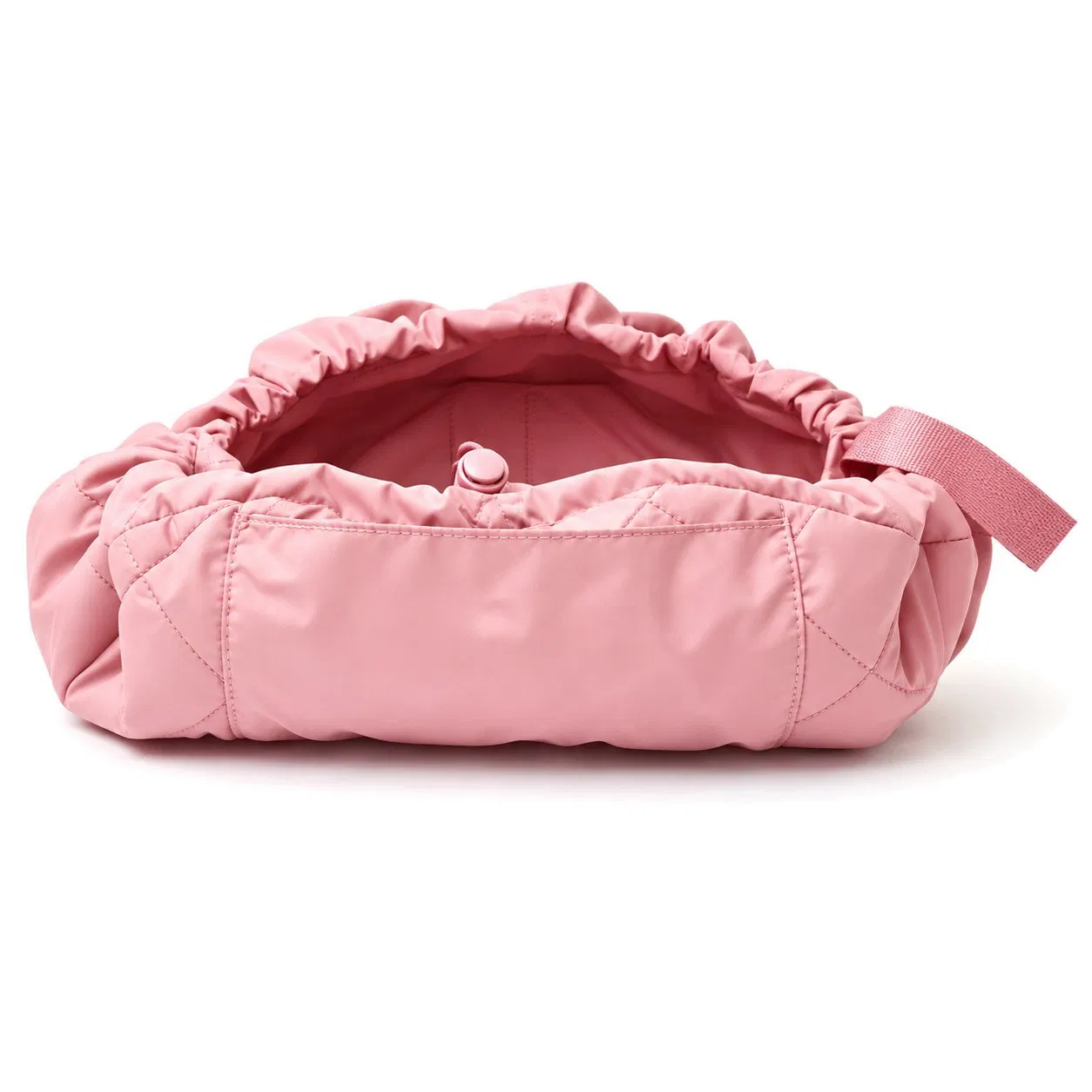 Custom Foldable Drawstring Makeup Bag Open Flat Polyester Cosmetic Organizer Travel Pouch