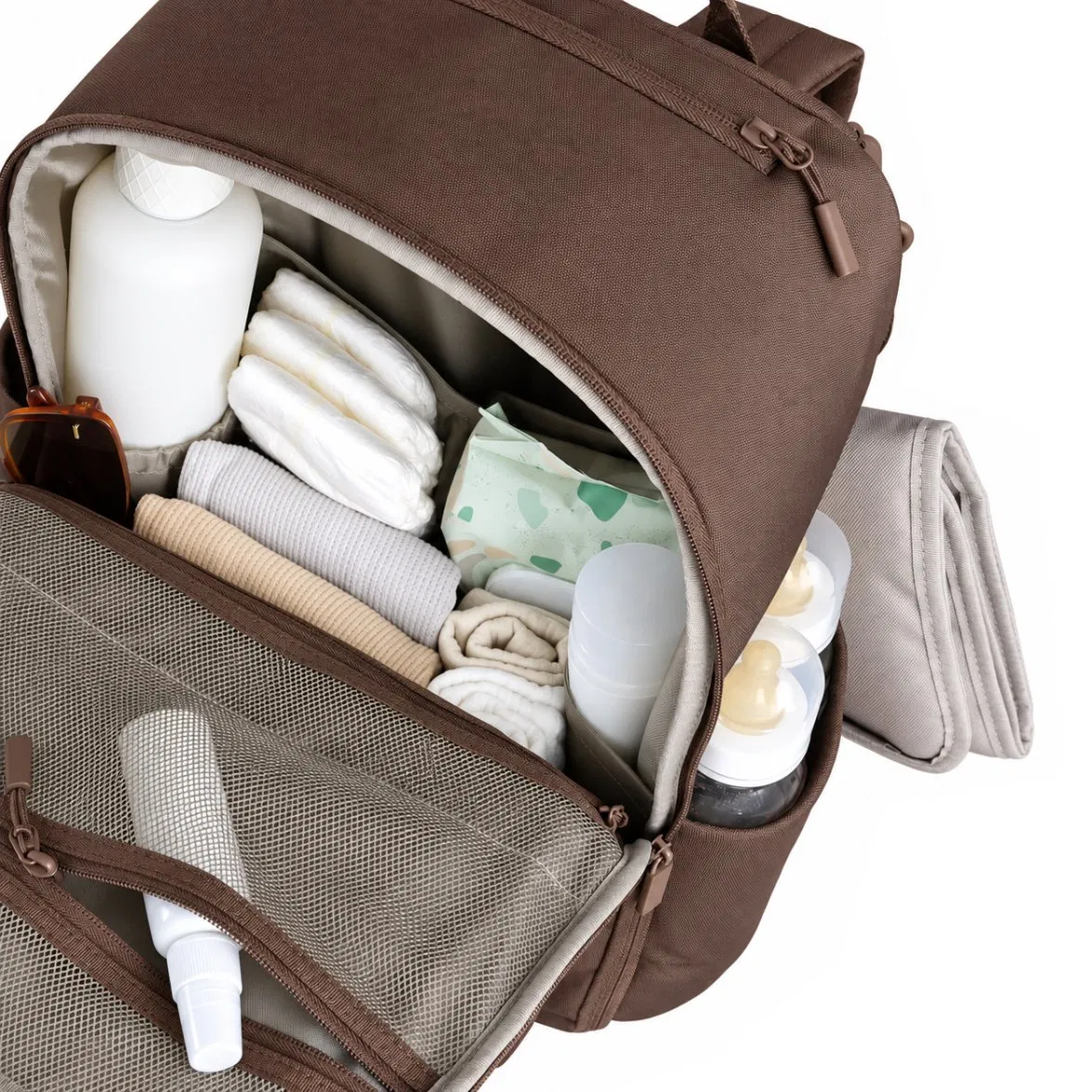 Custom Nylon Diaper Backpack Large Capacity Multi Pocket Nappy Bag for Working Moms
