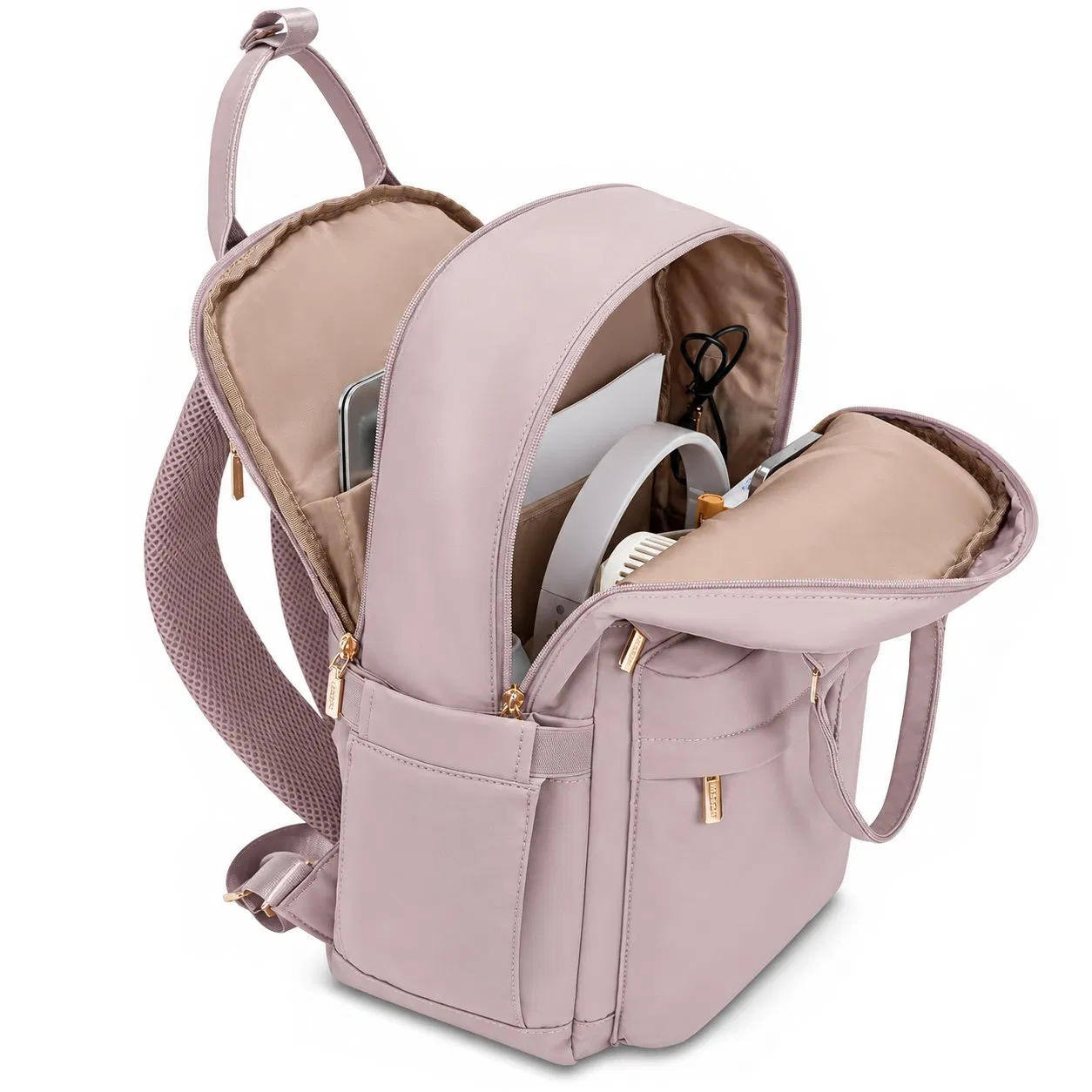 Custom Logo Nylon Double Zipper Large Capacity Business Travel Laptop Backpack