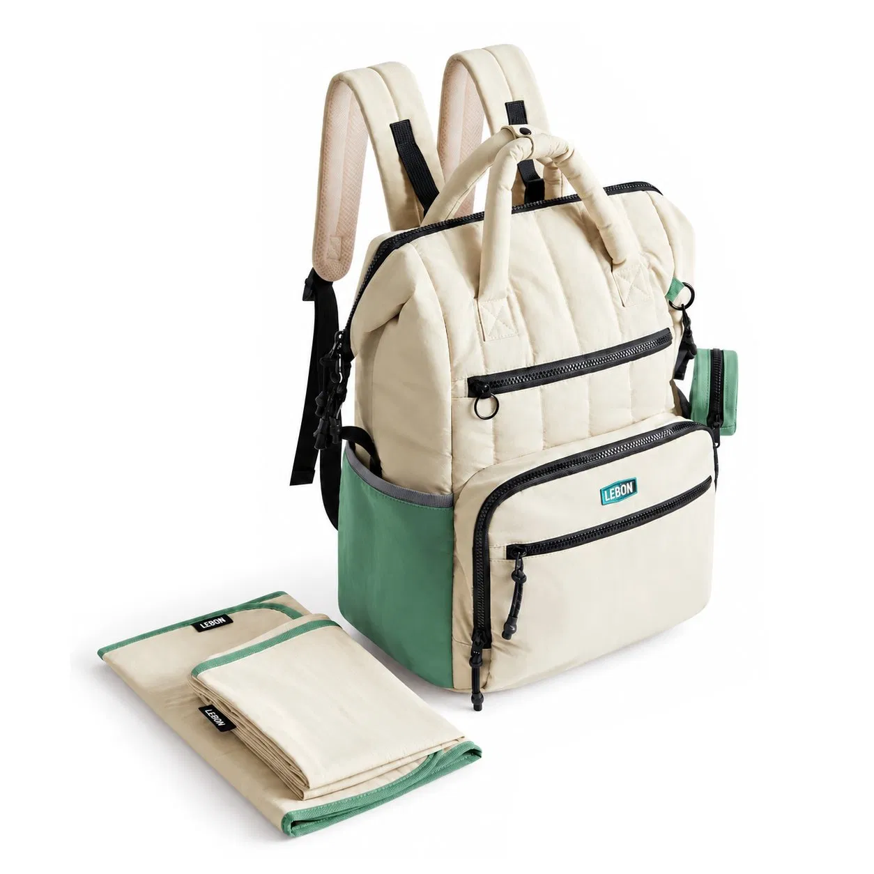 Custom Logo Large Capacity Nylon Diaper Backpack Travel Mommy Bag with Mini Coin Bag