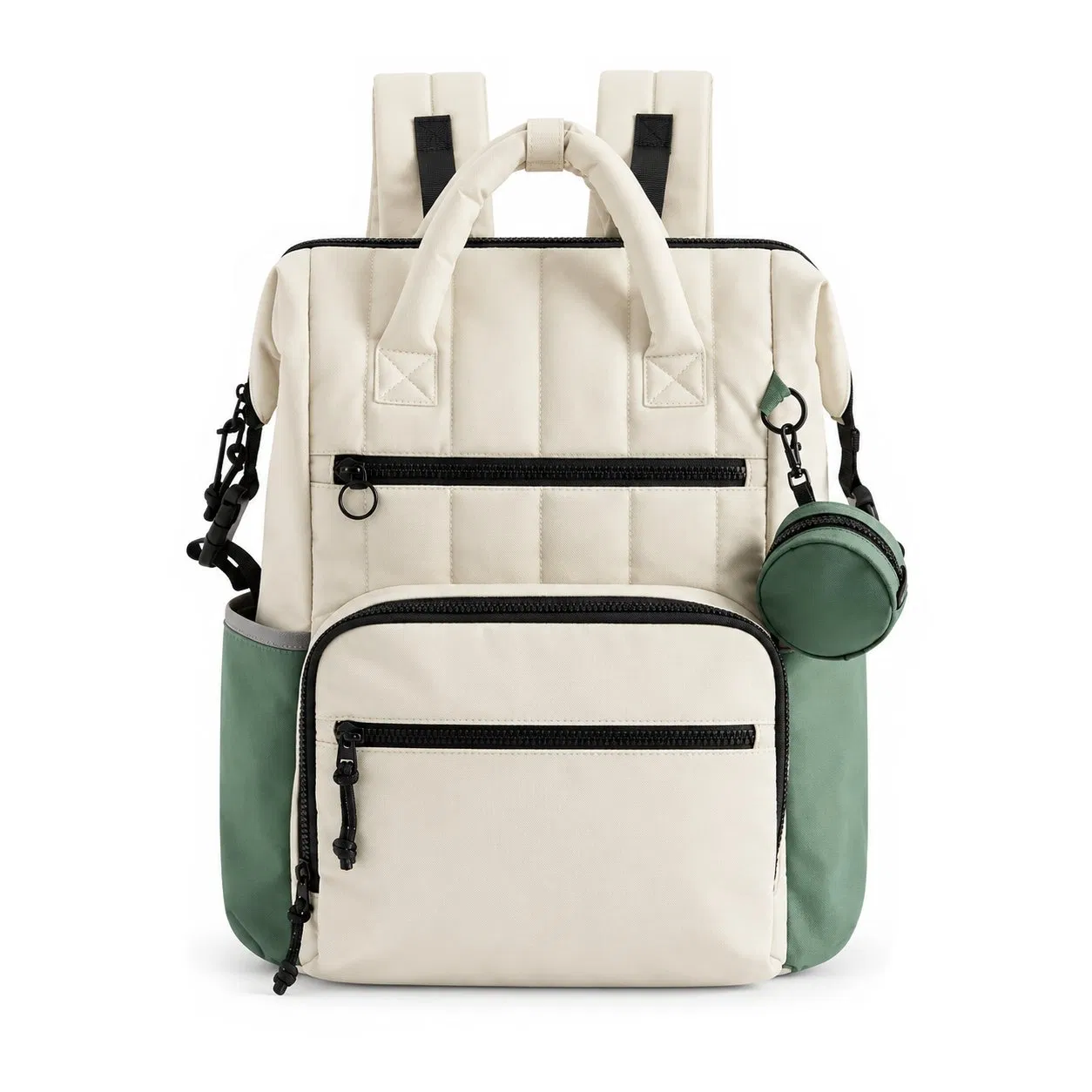 Custom Logo Large Capacity Nylon Diaper Backpack Travel Mommy Bag with Mini Coin Bag