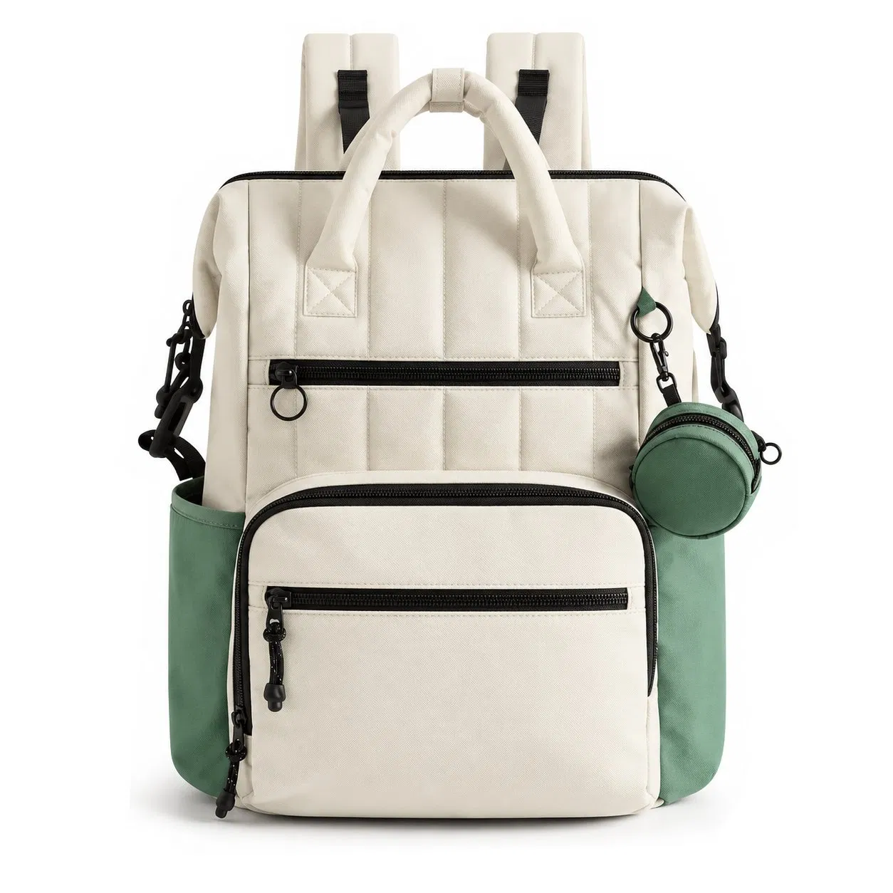 Custom Logo Large Capacity Nylon Diaper Backpack Travel Mommy Bag with Mini Coin Bag