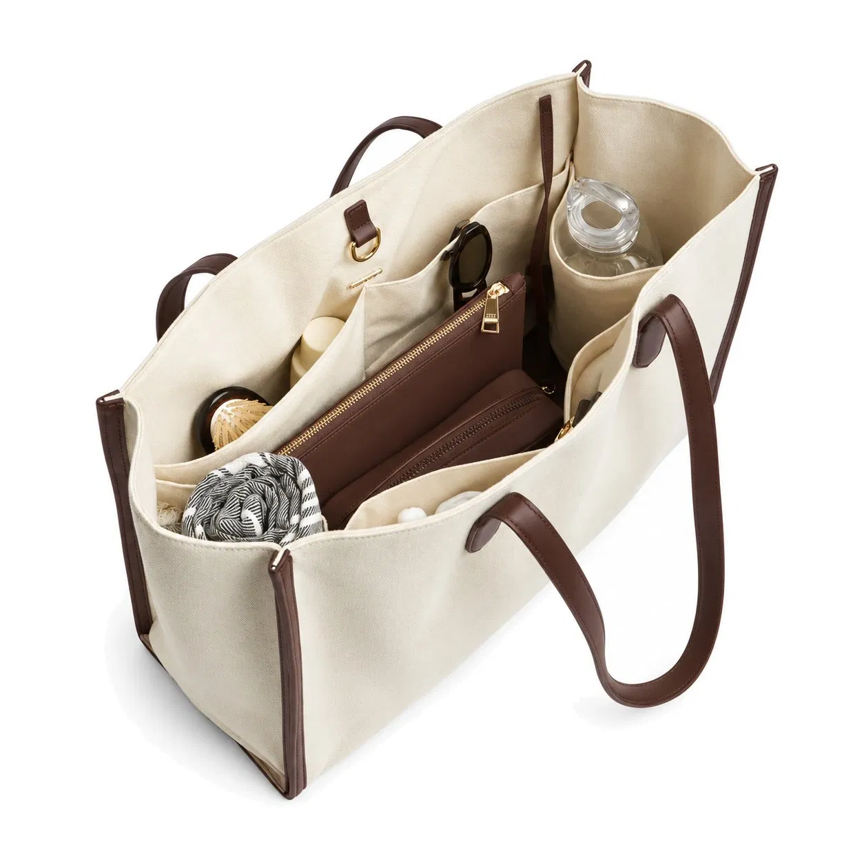 Custom Logo Canvas Knit Tote Bag with Zipper Pocket Shopping Handbag