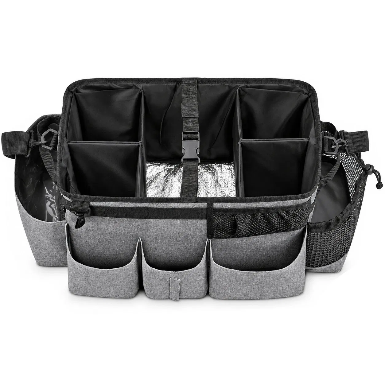 Custom Polyester Cleaning Caddy Bag with Zipper and Multiple Compartments
